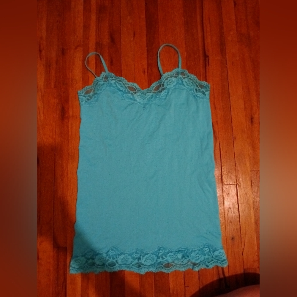 Aqua Lace Trim Cami Tank Top